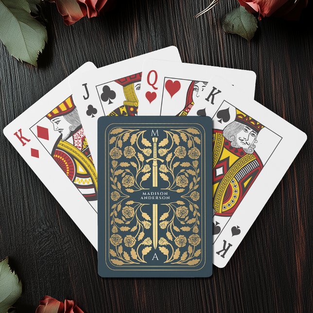 Baraja De Cartas Monograma Gris Royal Medieval Gold (Subido por el creador)