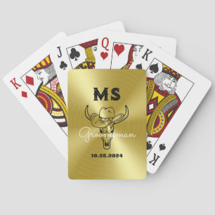 Baraja De Cartas Monograma Groomsmen del Boda de Cowboy del país oc