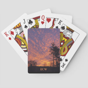 Baraja De Cartas Monograma Hermosas Nubes Naranja Rosa