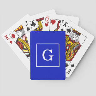 Baraja De Cartas Monograma inicial con marco azul real