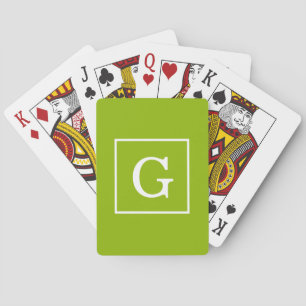 Baraja De Cartas Monograma inicial con marco verde de Apple