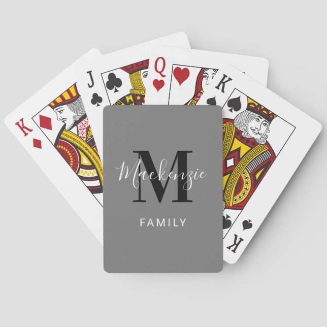 Baraja De Cartas Monograma inicial de la familia de Personalizados  (Reverso)