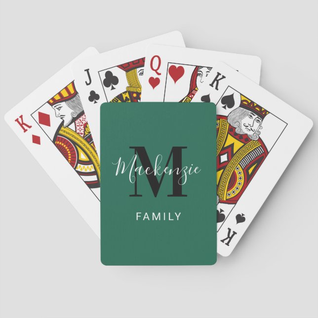 Baraja De Cartas Monograma inicial de la familia de Personalizados  (Reverso)