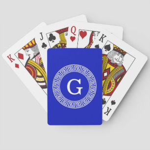 Baraja De Cartas Monograma inicial del marco de la llave de griega