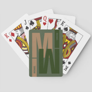 Baraja De Cartas Monograma inicial invertido de Greenish