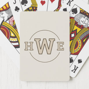 Baraja De Cartas Monograma marrón Iniciales simples Retro Guay mode