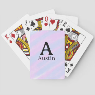 Baraja De Cartas Monograma mayúscula masculina agregar nombre púrpu