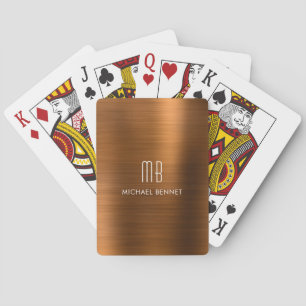 Baraja De Cartas Monograma metálico elegante de cobre marrón cepill