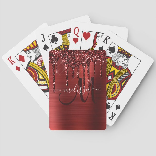 Baraja De Cartas Monograma Metalizado de cepillado Purpurina de got (Reverso)