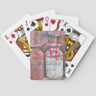 Baraja De Cartas Monograma Metalizado rústico antiguo de vintage