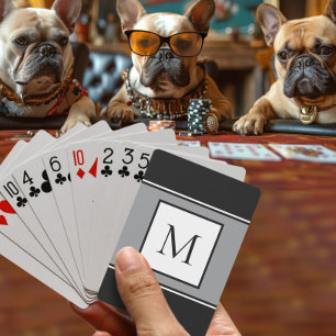 Baraja De Cartas Monograma moderna inicial elegante negro gris tend