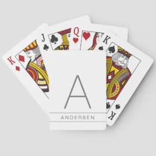 Baraja De Cartas Monograma moderno gris blanco inicial