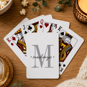Baraja De Cartas Monograma moderno minimalista negro blanco