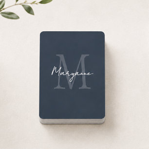 Baraja De Cartas Monograma moderno nombre azul