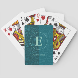 Baraja De Cartas Monograma moderno / Nombre repetitivo Azul