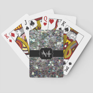 Baraja De Cartas Monograma mosaico plateado colorido brillante