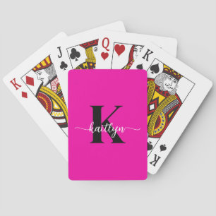 Baraja De Cartas Monograma negro rosa caliente