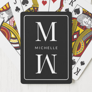 Baraja De Cartas Monograma negro Sencillo elegante nombre moderno i