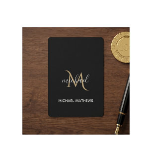Baraja De Cartas Monograma negro y dorado Elegante lujo
