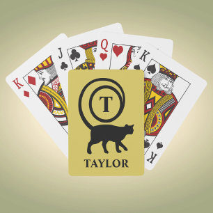 Baraja De Cartas Monograma Nombre inicial Gato Gato Gatito Gato Gat
