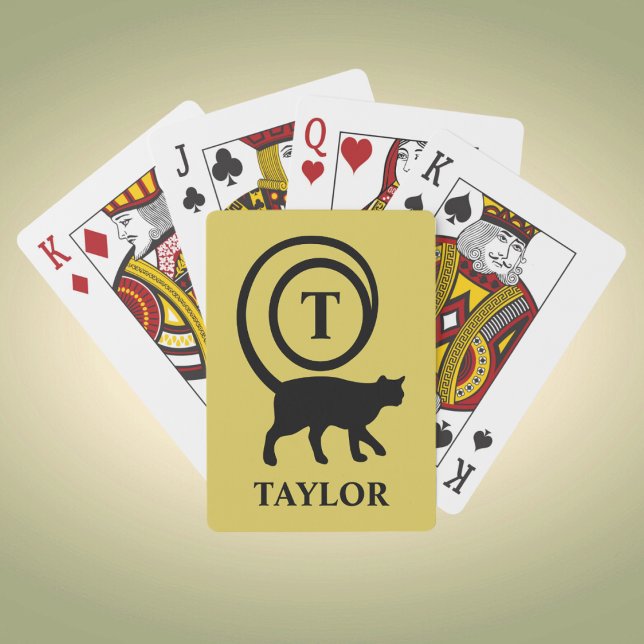 Baraja De Cartas Monograma Nombre inicial Gato Gato Gatito Gato Gat (Subido por el creador)