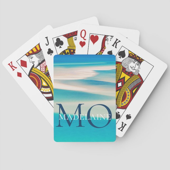 Baraja De Cartas Monograma Ocean Beach Blue Personal (Reverso)