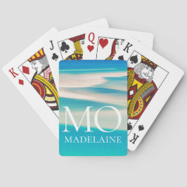 Baraja De Cartas Monograma Ocean Beach White Blue Personal