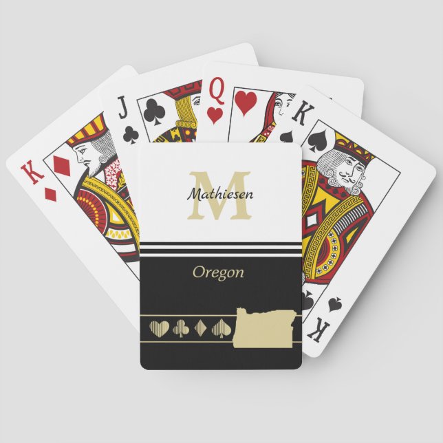 Baraja De Cartas Monograma Oregón de oro (Reverso)