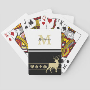 Baraja De Cartas Monograma Oro Silhouette Buck Deer
