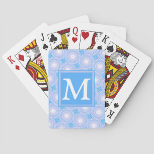 Baraja De Cartas Monograma Patrón de círculos azules eléctricos