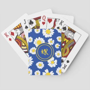 Baraja De Cartas Monograma Patrón de Margarita Amarilla y Blanca Li