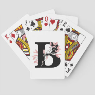 Baraja De Cartas Monograma personalizable de una sola letra con flo