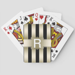 Baraja De Cartas Monograma personalizado   Bandas negras y doradas