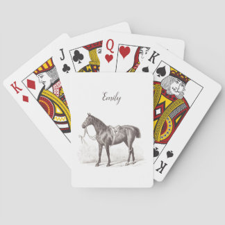Baraja De Cartas Monograma personalizado chic vintage caballo ecues