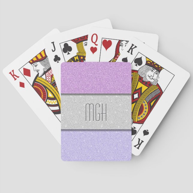Baraja De Cartas Monograma Personalizado con Brillo Falso (Reverso)