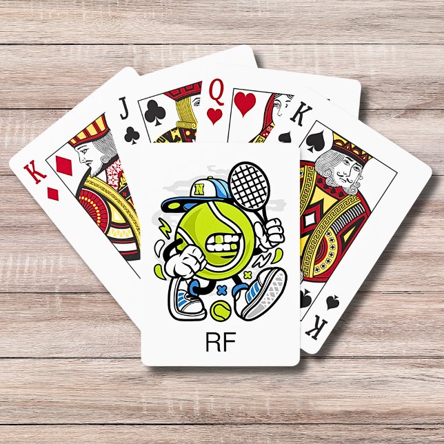 Baraja De Cartas Monograma Personalizado de bolas de tenis divertid (Subido por el creador)
