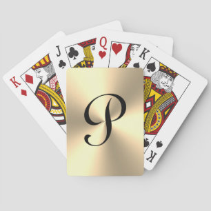 Baraja De Cartas Monograma personalizado de brillo metálico de oro