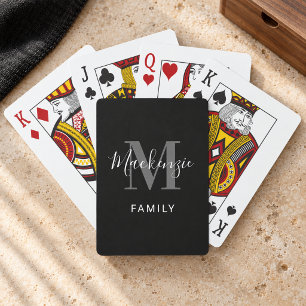 Baraja De Cartas Monograma personalizado de familia negra moderna