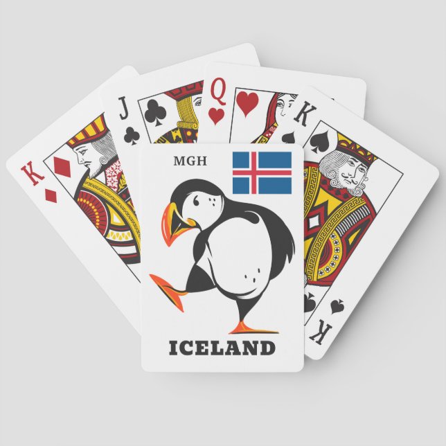 Baraja De Cartas Monograma personalizado Islandia (Reverso)