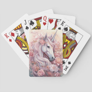 Baraja De Cartas Monograma personalizado lindo unicornio