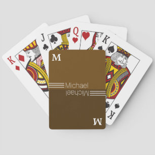 Baraja De Cartas Monograma personalizado minimalista marrón