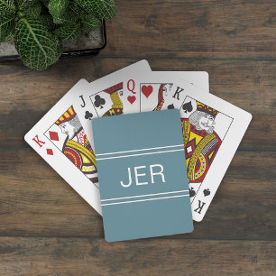 Baraja De Cartas Monograma personalizado moderno turquesa