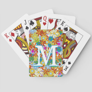 Baraja De Cartas Monograma personalizado o patrón floral de nombre