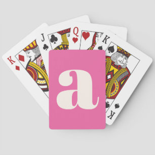 Baraja De Cartas Monograma personalizado rosa caliente y lindo con