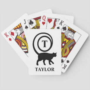Baraja De Cartas Monograma Personalizado Y Nombre Gato Gato Gato Ga