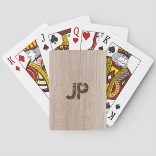 Baraja De Cartas Monograma Planta de madera moderna elegante