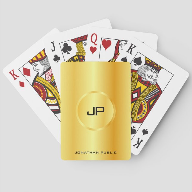 Baraja De Cartas Monograma Plantilla personalizada Gold Aspecto mod (Reverso)
