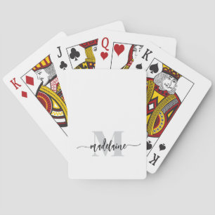 Baraja De Cartas Monograma Plata Blanco Negro Personal