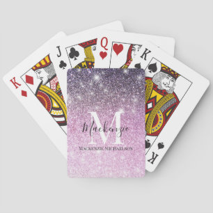 Baraja De Cartas Monograma Purpurina de color morado rosado Girona