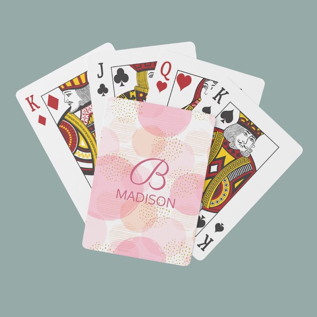 Baraja De Cartas Monograma Purpurina de niñas rosadas moderno perso (Subido por el creador)
